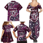 Personalized Manly Warringah Sea Eagles Family Matching Summer Maxi Dress and Hawaiian Shirt Aboriginal Pattern with Graffiti Style Design