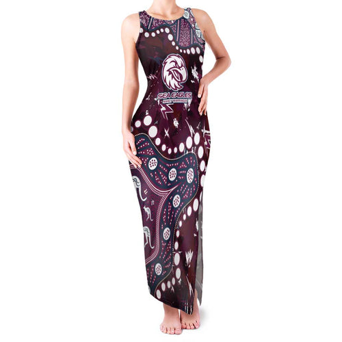 Personalized Manly Warringah Sea Eagles Family Matching Tank Maxi Dress and Hawaiian Shirt Aboriginal Pattern with Graffiti Style Design