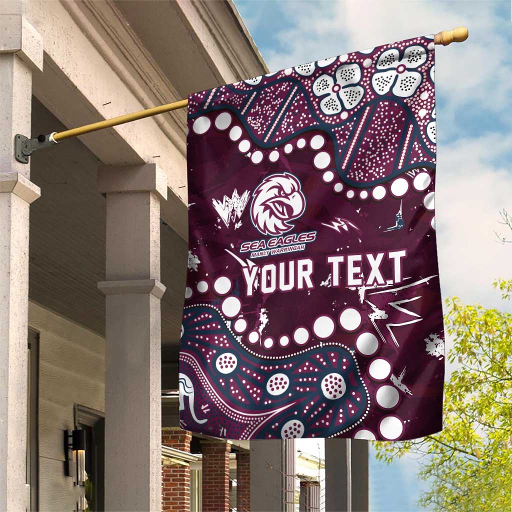 Personalized Manly Warringah Sea Eagles Garden Flag Aboriginal Pattern with Graffiti Style Design