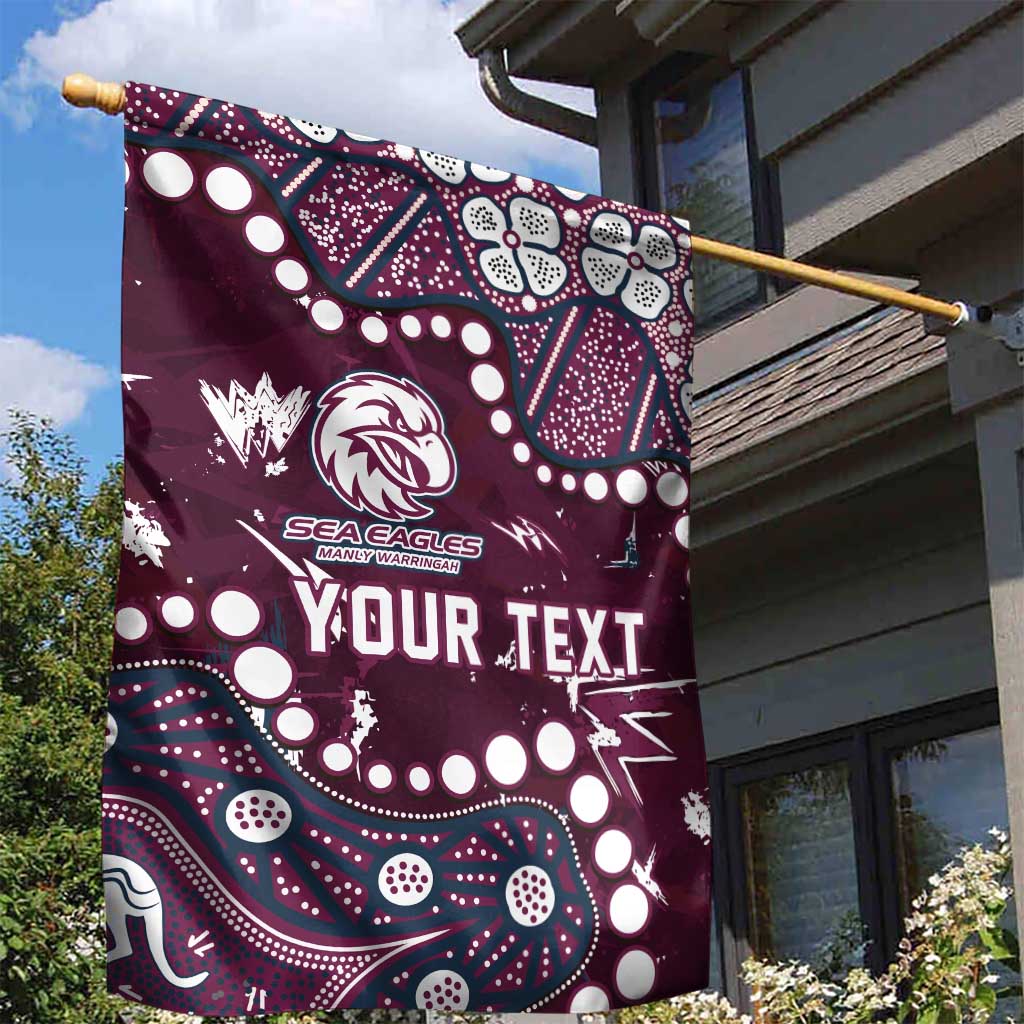 Personalized Manly Warringah Sea Eagles Garden Flag Aboriginal Pattern with Graffiti Style Design