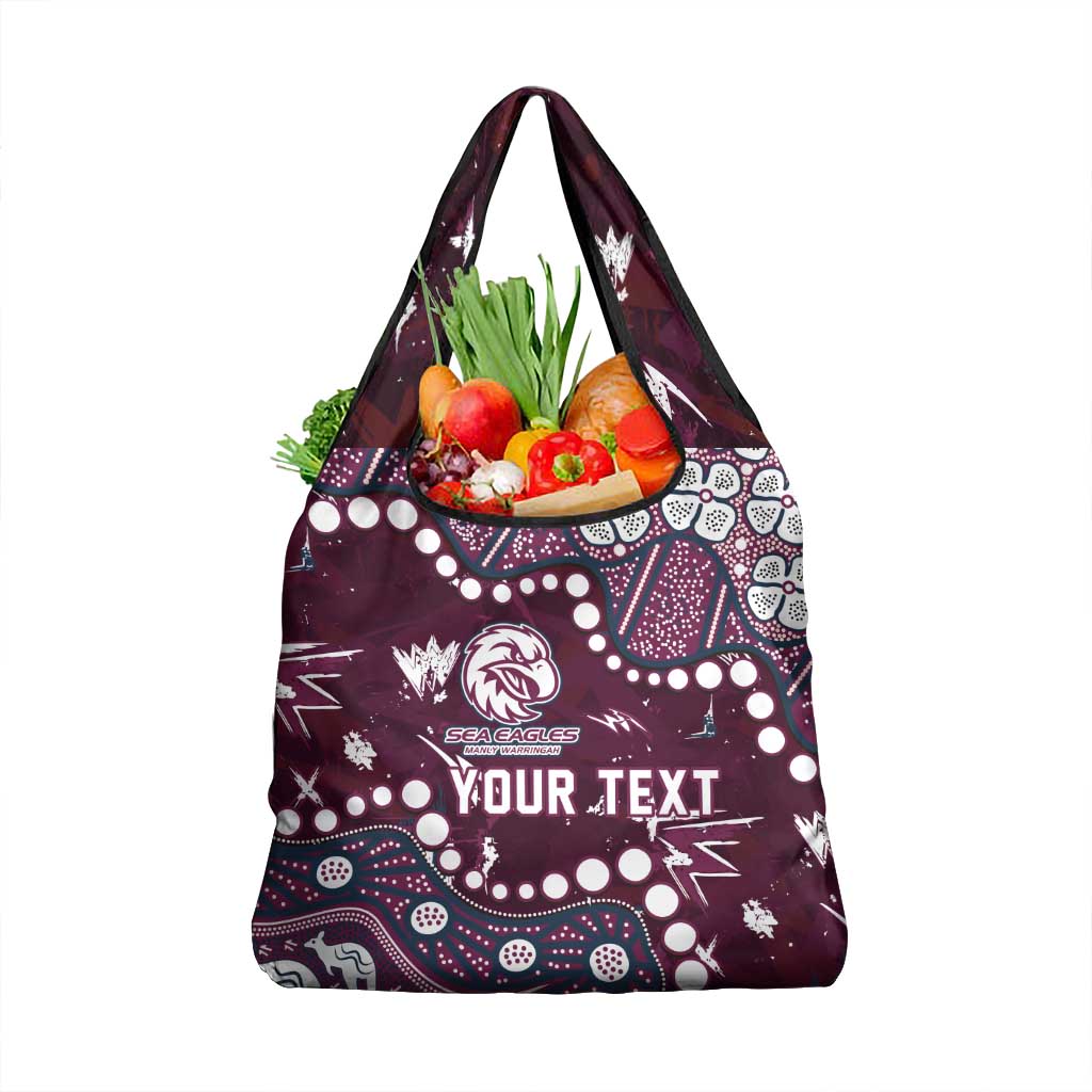 Personalized Manly Warringah Sea Eagles Grocery Bag Aboriginal Pattern with Graffiti Style Design