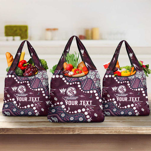 Personalized Manly Warringah Sea Eagles Grocery Bag Aboriginal Pattern with Graffiti Style Design