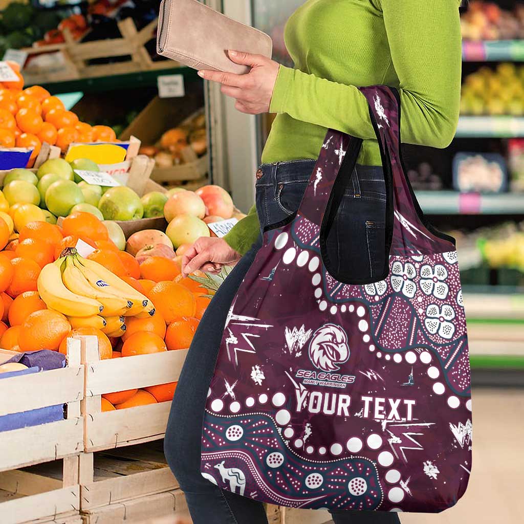 Personalized Manly Warringah Sea Eagles Grocery Bag Aboriginal Pattern with Graffiti Style Design