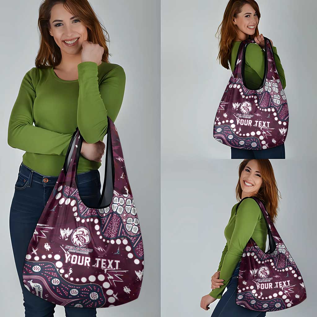 Personalized Manly Warringah Sea Eagles Grocery Bag Aboriginal Pattern with Graffiti Style Design