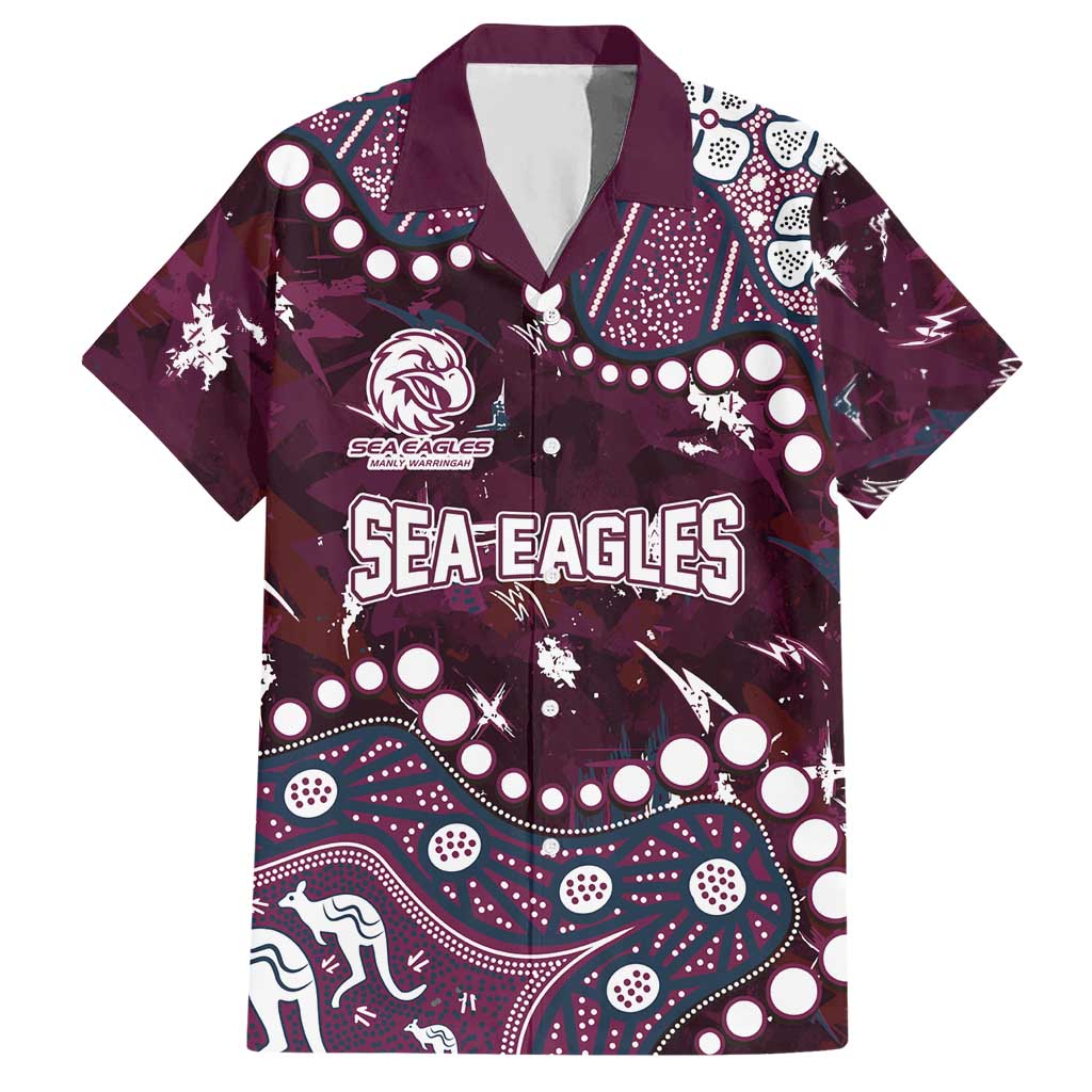 Personalized Manly Warringah Sea Eagles Hawaiian Shirt Aboriginal Pattern with Graffiti Style Design