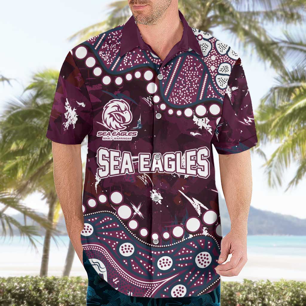 Personalized Manly Warringah Sea Eagles Hawaiian Shirt Aboriginal Pattern with Graffiti Style Design