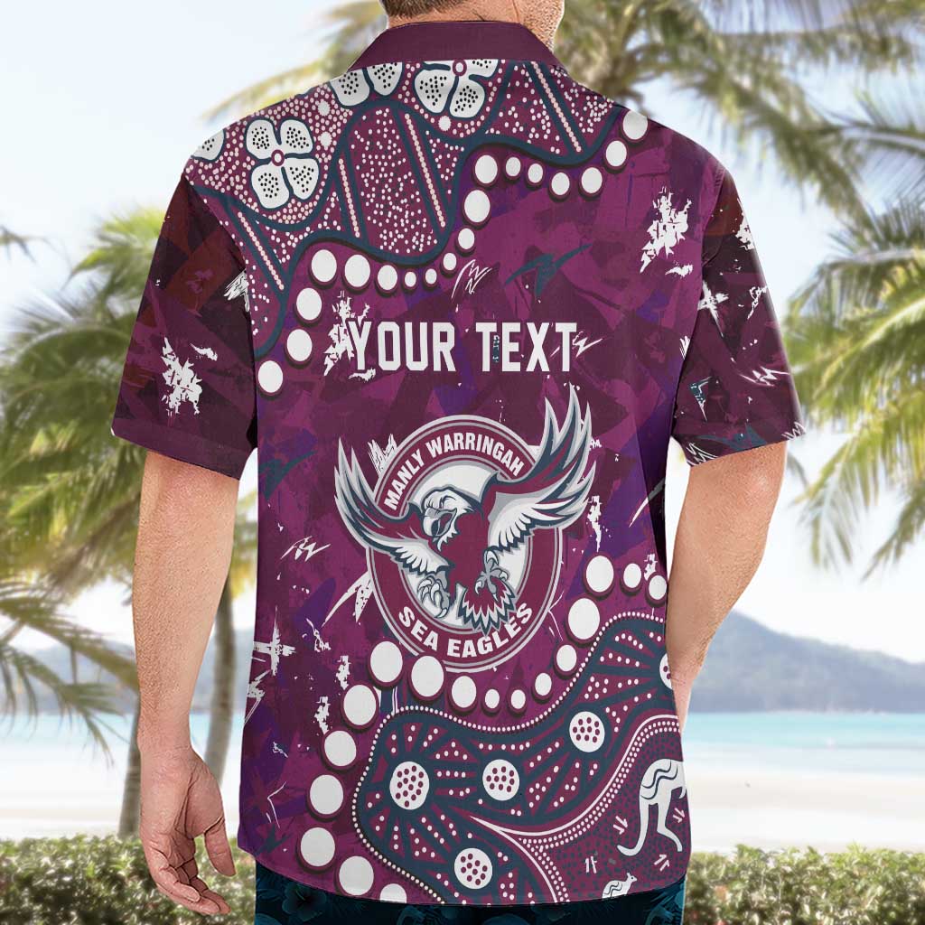 Personalized Manly Warringah Sea Eagles Hawaiian Shirt Aboriginal Pattern with Graffiti Style Design