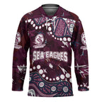Personalized Manly Warringah Sea Eagles Hockey Jersey Aboriginal Pattern with Graffiti Style Design