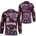 Personalized Manly Warringah Sea Eagles Hockey Jersey Aboriginal Pattern with Graffiti Style Design