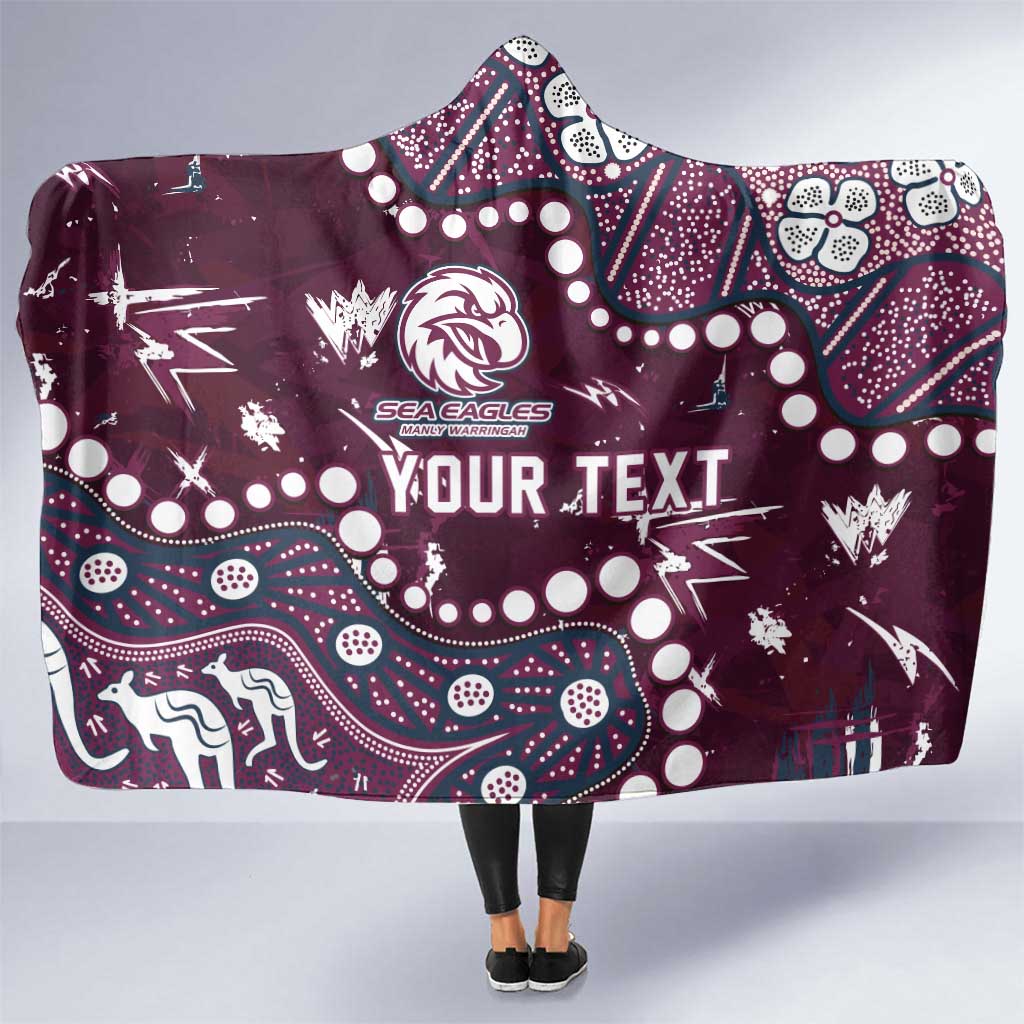 Personalized Manly Warringah Sea Eagles Hooded Blanket Aboriginal Pattern with Graffiti Style Design