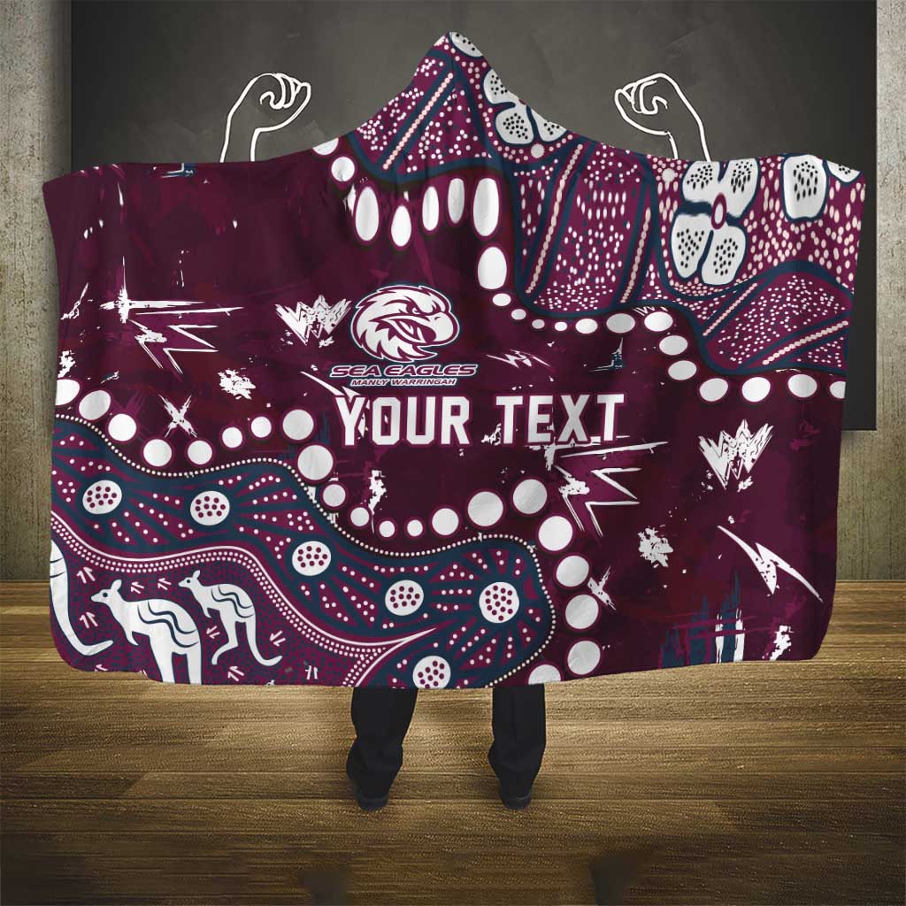 Personalized Manly Warringah Sea Eagles Hooded Blanket Aboriginal Pattern with Graffiti Style Design