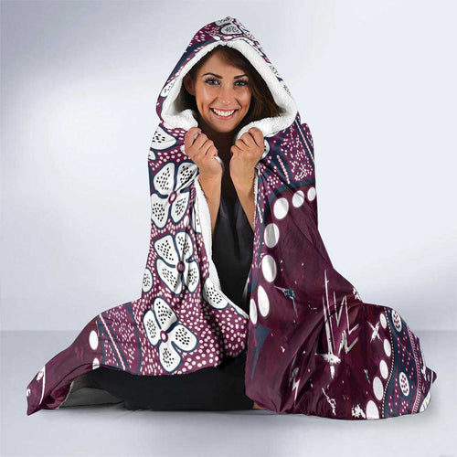 Personalized Manly Warringah Sea Eagles Hooded Blanket Aboriginal Pattern with Graffiti Style Design