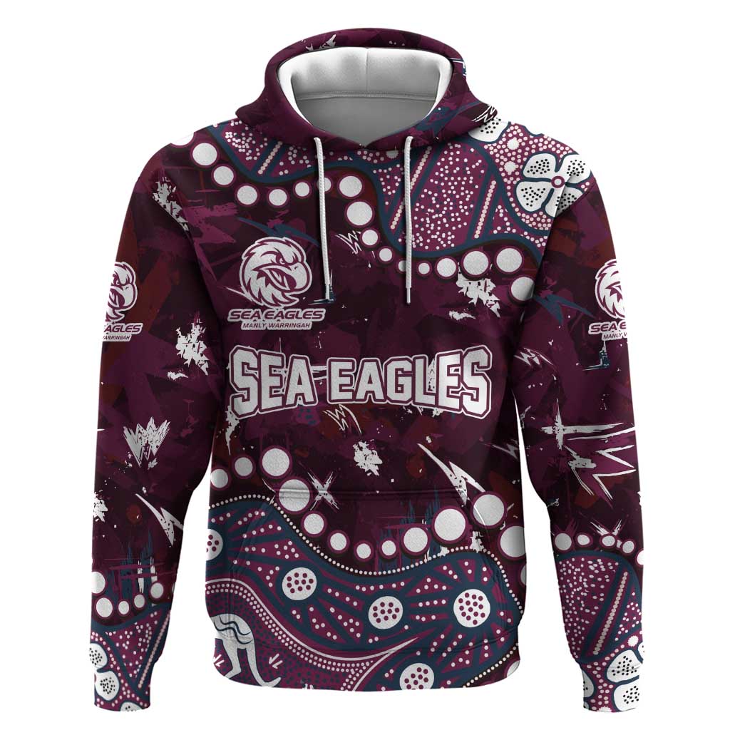 Personalized Manly Warringah Sea Eagles Hoodie Aboriginal Pattern with Graffiti Style Design