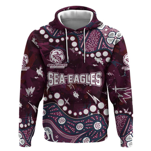 Personalized Manly Warringah Sea Eagles Hoodie Aboriginal Pattern with Graffiti Style Design