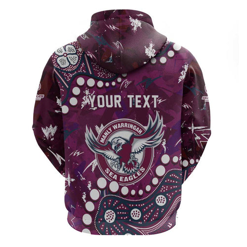 Personalized Manly Warringah Sea Eagles Hoodie Aboriginal Pattern with Graffiti Style Design