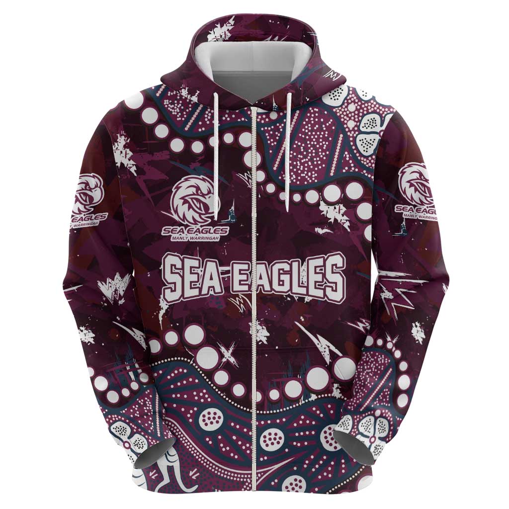 Personalized Manly Warringah Sea Eagles Hoodie Aboriginal Pattern with Graffiti Style Design