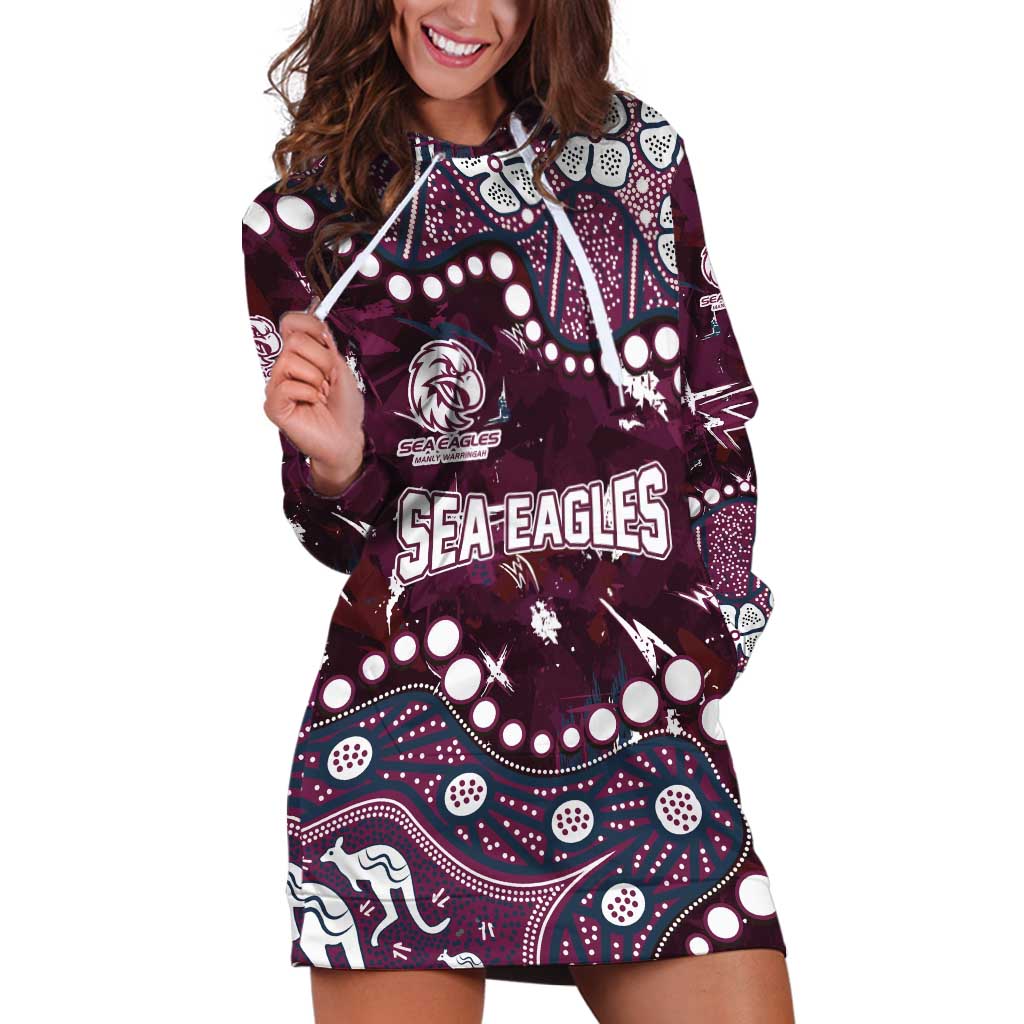 Personalized Manly Warringah Sea Eagles Hoodie Dress Aboriginal Pattern with Graffiti Style Design