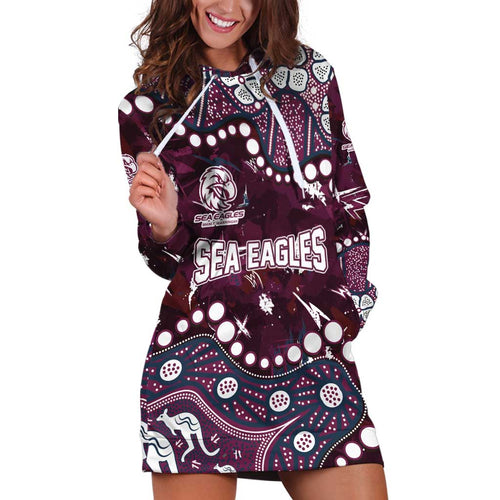 Personalized Manly Warringah Sea Eagles Hoodie Dress Aboriginal Pattern with Graffiti Style Design