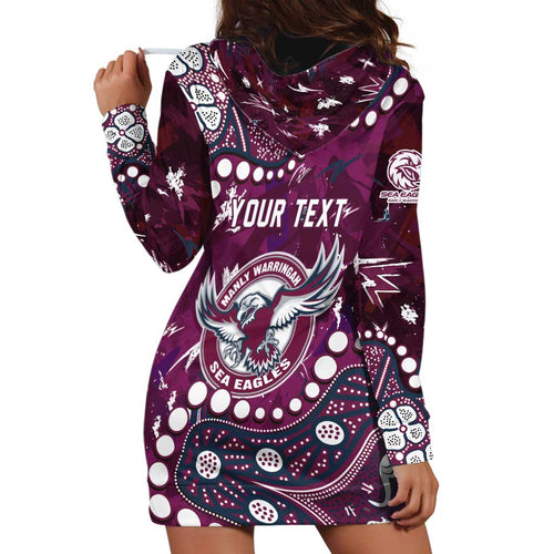 Personalized Manly Warringah Sea Eagles Hoodie Dress Aboriginal Pattern with Graffiti Style Design