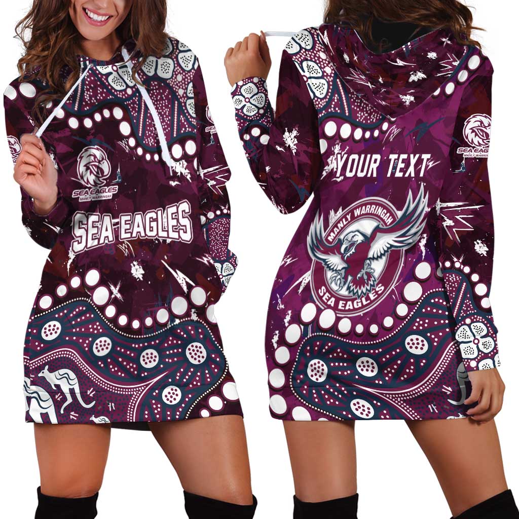 Personalized Manly Warringah Sea Eagles Hoodie Dress Aboriginal Pattern with Graffiti Style Design