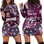 Personalized Manly Warringah Sea Eagles Hoodie Dress Aboriginal Pattern with Graffiti Style Design