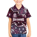 Personalized Manly Warringah Sea Eagles Kid Hawaiian Shirt Aboriginal Pattern with Graffiti Style Design