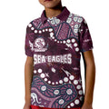 Personalized Manly Warringah Sea Eagles Kid Polo Shirt Aboriginal Pattern with Graffiti Style Design