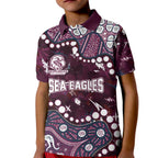 Personalized Manly Warringah Sea Eagles Kid Polo Shirt Aboriginal Pattern with Graffiti Style Design
