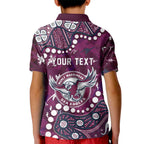 Personalized Manly Warringah Sea Eagles Kid Polo Shirt Aboriginal Pattern with Graffiti Style Design