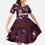 Personalized Manly Warringah Sea Eagles Kid Short Sleeve Dress Aboriginal Pattern with Graffiti Style Design