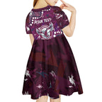 Personalized Manly Warringah Sea Eagles Kid Short Sleeve Dress Aboriginal Pattern with Graffiti Style Design