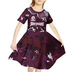 Personalized Manly Warringah Sea Eagles Kid Short Sleeve Dress Aboriginal Pattern with Graffiti Style Design