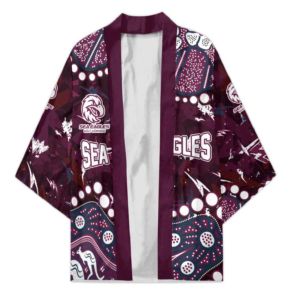 Personalized Manly Warringah Sea Eagles Kimono Aboriginal Pattern with Graffiti Style Design