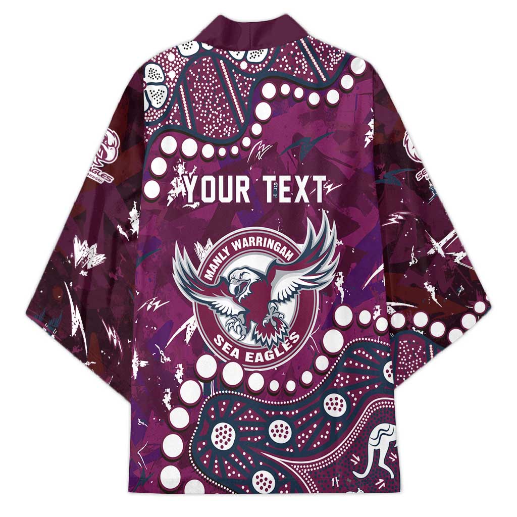 Personalized Manly Warringah Sea Eagles Kimono Aboriginal Pattern with Graffiti Style Design