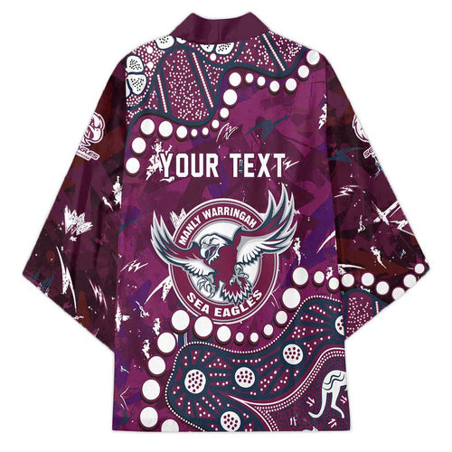 Personalized Manly Warringah Sea Eagles Kimono Aboriginal Pattern with Graffiti Style Design