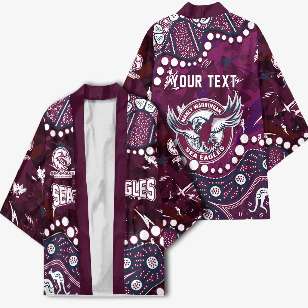 Personalized Manly Warringah Sea Eagles Kimono Aboriginal Pattern with Graffiti Style Design