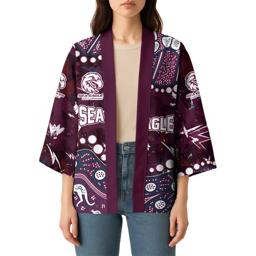 Personalized Manly Warringah Sea Eagles Kimono Aboriginal Pattern with Graffiti Style Design