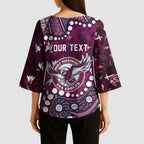 Personalized Manly Warringah Sea Eagles Kimono Sleeve Blouse Aboriginal Pattern with Graffiti Style Design