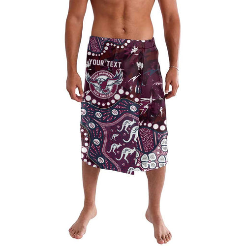 Personalized Manly Warringah Sea Eagles Lavalava Aboriginal Pattern with Graffiti Style Design