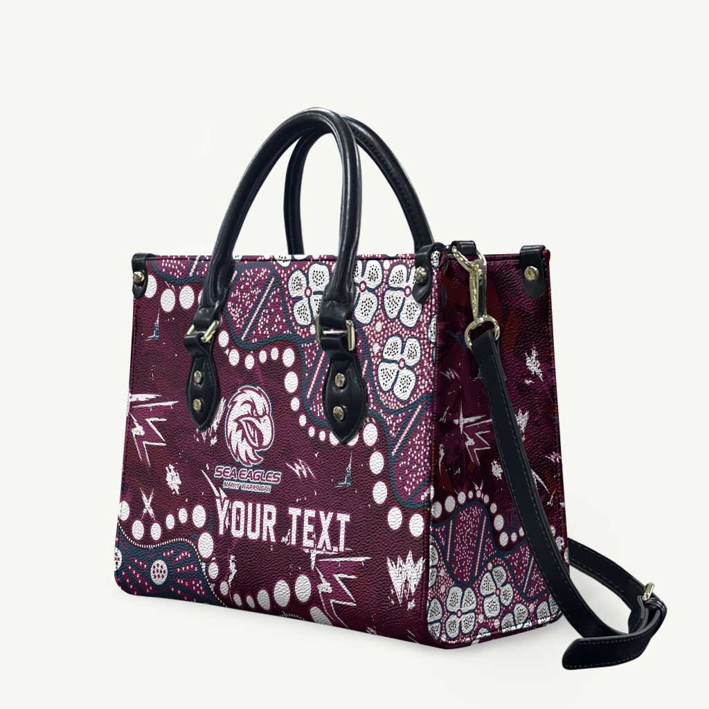 Personalized Manly Warringah Sea Eagles Leather Bag Aboriginal Pattern with Graffiti Style Design