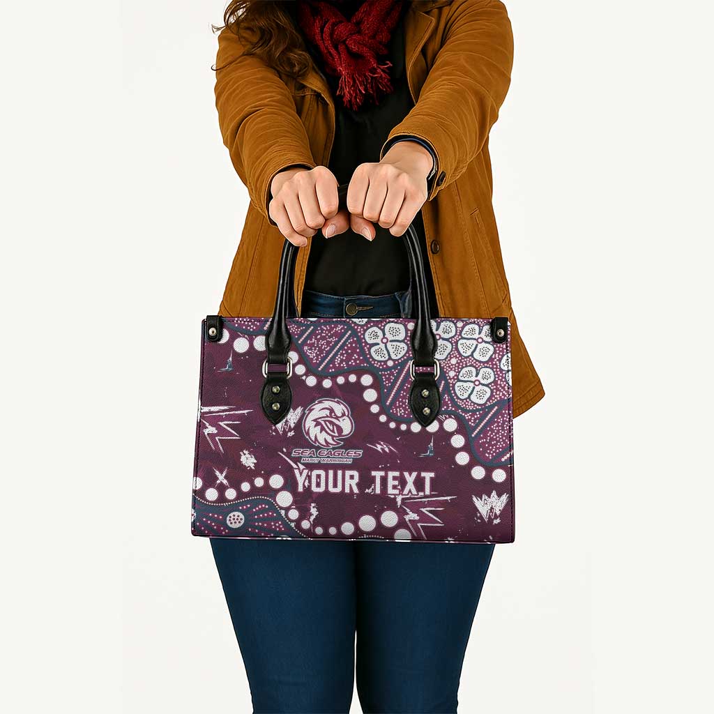 Personalized Manly Warringah Sea Eagles Leather Bag Aboriginal Pattern with Graffiti Style Design