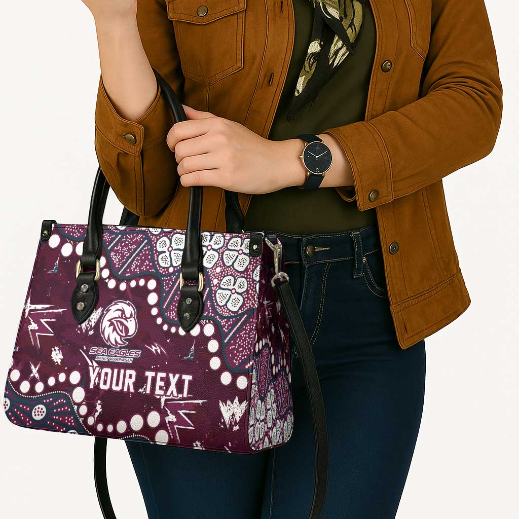 Personalized Manly Warringah Sea Eagles Leather Bag Aboriginal Pattern with Graffiti Style Design