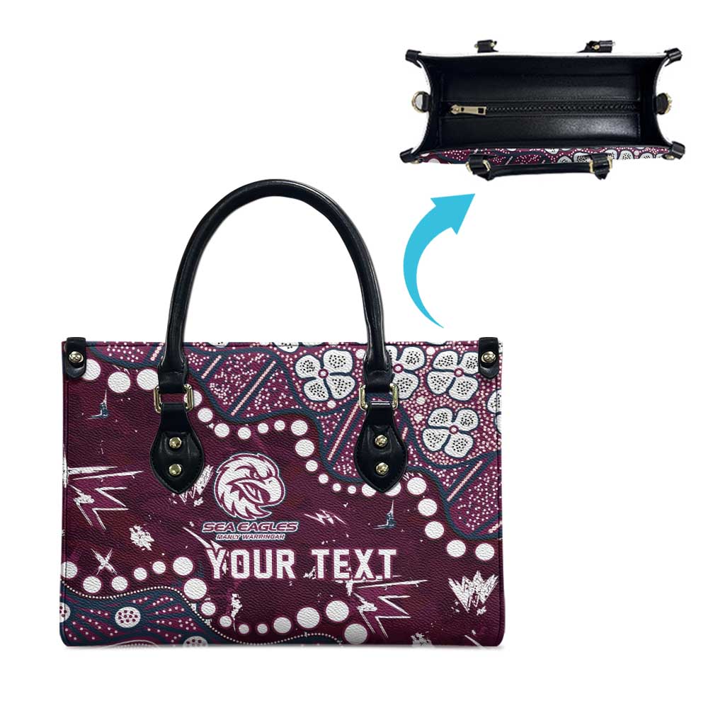 Personalized Manly Warringah Sea Eagles Leather Bag Aboriginal Pattern with Graffiti Style Design