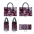 Personalized Manly Warringah Sea Eagles Leather Bag Aboriginal Pattern with Graffiti Style Design