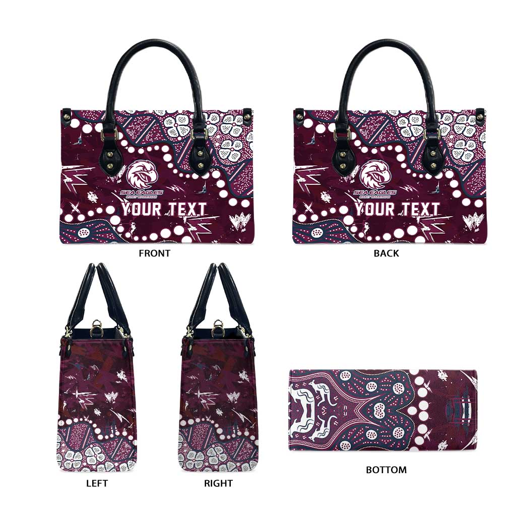 Personalized Manly Warringah Sea Eagles Leather Bag Aboriginal Pattern with Graffiti Style Design