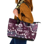 Personalized Manly Warringah Sea Eagles Leather Tote Bag Aboriginal Pattern with Graffiti Style Design