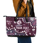 Personalized Manly Warringah Sea Eagles Leather Tote Bag Aboriginal Pattern with Graffiti Style Design