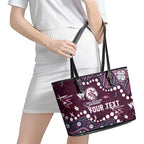 Personalized Manly Warringah Sea Eagles Leather Tote Bag Aboriginal Pattern with Graffiti Style Design
