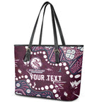 Personalized Manly Warringah Sea Eagles Leather Tote Bag Aboriginal Pattern with Graffiti Style Design