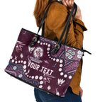 Personalized Manly Warringah Sea Eagles Leather Tote Bag Aboriginal Pattern with Graffiti Style Design